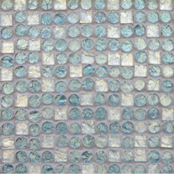 Blue and Silver Glass Mosaic Coins - Ready to Finish Tile Palette - Mosaic Tile