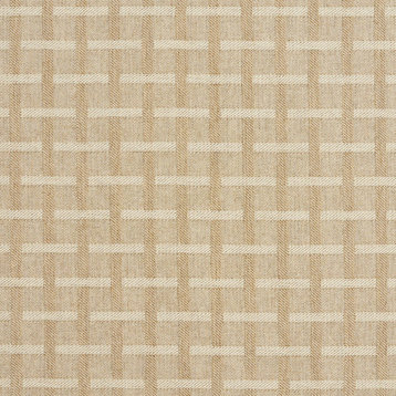 Beige Natural Geometric Checkered Upholstery Fabric By The Yard