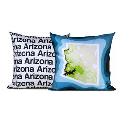 Arizona Map Pillow, Blue - Decorative Pillows