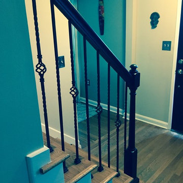 Interior handrail with iron balusters