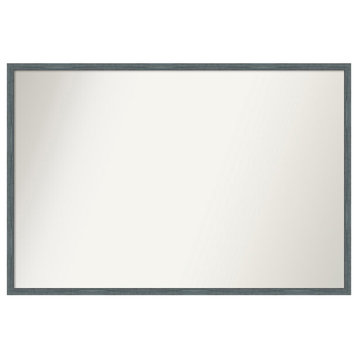 Dixie Blue Grey Rustic Narrow Non-Beveled Wood Wall Mirror 37x25 in.