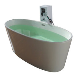 ADM Bathroom Design - ADM Oval Freestanding Bathtub, Matte White, 62.2" - Bathtubs