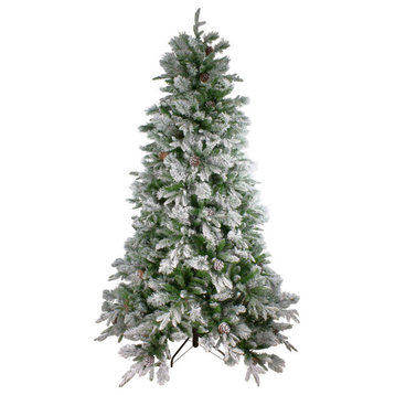 6.5' Flocked RoseMary Emerald Angel Pine Artificial Christmas Tree, Unlit