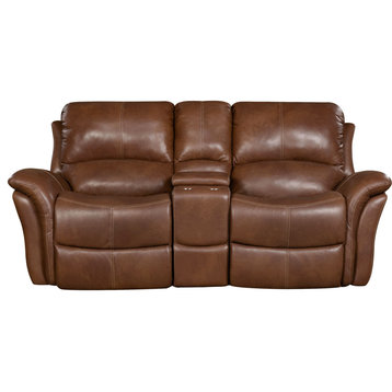 Appalachia Leather Double Reclining Loveseat with Console