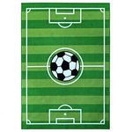 Furnishmyplace - Soccer Field Ground Kids Play Area Rug Anti Skid Backing, 6'7"x9'2" - Floor Rug: With neat and minimalistic aesthetics, this rectangular area rug offers a visually distinctive touch to your decor settings. It is a great addition to the kids play area, kindergarten classrooms and sports-themed spaces. Materials Used: This floor carpet is made with the finest quality nylon pile fiber – known for its enhanced durability. The non-slip rubber backing prevents it from slipping away, making it suitable for areas that receive heavy footfall. Contemporary Design: Featuring a vibrant image of a striped soccer field with white markings along with a football in the center, the kids play area rugs sure to become a focal point in your indoor spaces. Easy Maintenance: This soccer field rug boasts high stain resistance, it can be cleaned with a mild cleanser and cold water. The contemporary rug can be easily rolled and put aside when you need space for other things.