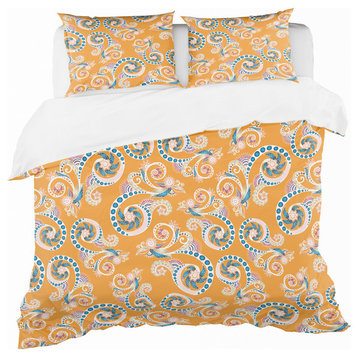 Ornamental Floral With Flowers Bohemian Eclectic Bedding, Twin