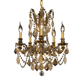 Elegant Lighting Rosalia 5-Light Chandelier, French Gold, Royal Cut, Golden Teak