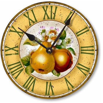 Vintage-Style Botanical Fruit Pears Wall Clock