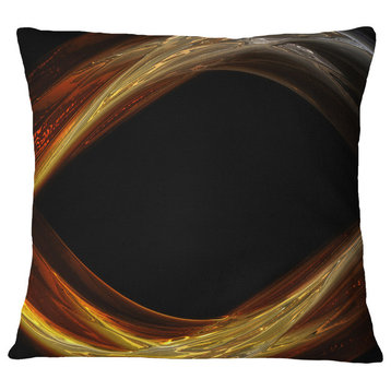 Red Golden Shapes in Black Abstract Throw Pillow, 16"x16"