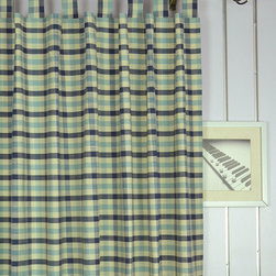 Paroo Cotton Blend Small Check Tab Top Curtains & Drapes Heading Style - Curtains