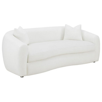 Pemberly Row Modern Fabric Upholstered Tight Back Sofa White