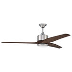 Craftmade - Mobi 60" Ceiling Fan with Blades Included - 60" Mobi Ceiling Fan in Chrome with custom walnut blades, remote and LED Light included