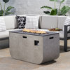 Noble House Adio 40" Rectangular Fire Pit in Light Gray and Black