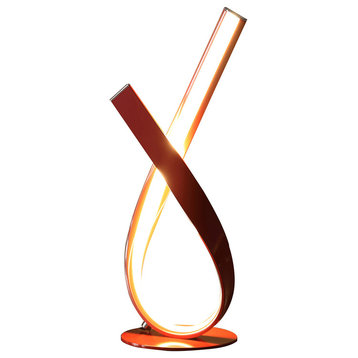 17" Red Modern Abstract Ribbons Table Lamp