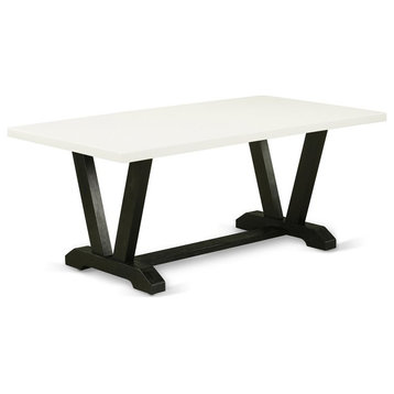 East West Furniture V-Style 40x72" Wood Dining Table in Black/White