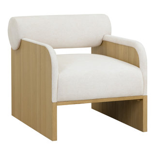 Coburn Lounge Chair, Rustic Oak, Eclipse White Transitional
