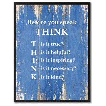 Before You Speak Think Inspirational, Canvas, Picture Frame, 28"X37"