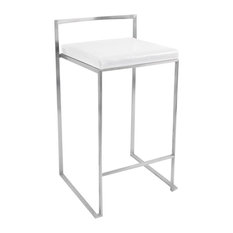 LumiSource - Fuji Stools, Set of 2, White, Counter Height - Bar Stools and Counter Stools