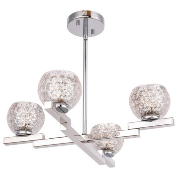 Woodbridge Lighting Jewel 4-Light Chandelier, Crystal Mercury Ball, Halogen G9