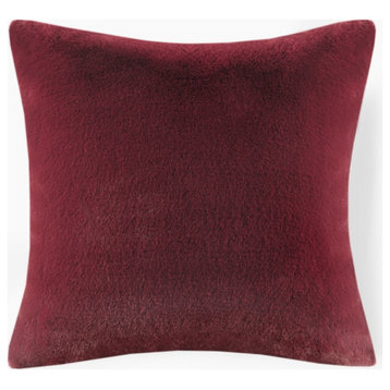 Croscill Sable Faux Fur Square Pillow 20x20, Burgundy, Throw Pillow