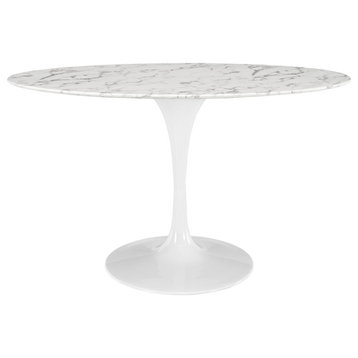 Modway Lippa 54" Oval Artificial Marble Dining Table, White