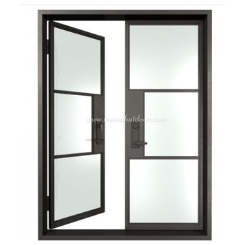 French Door 61"X81", Flat Black, Clear Glass, Left Hand Inswing