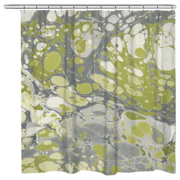 Laural Home Olive Marble Shower Curtain