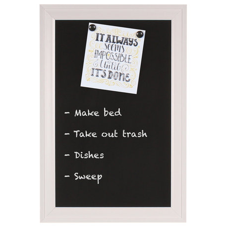 Bosc Wall Mounted Framed Magnetic Chalkboard, White, 27.5x18.5