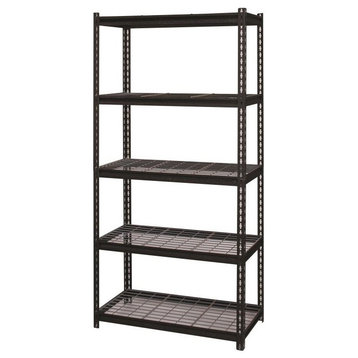 Iron Horse 2300 Riveted Wire Deck Metal Shelving 5-Shelf 18Dx36Wx72H Black