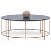 Enza Home Piedra 39" Round Metal Coffee Table in Granite Gray/Gold