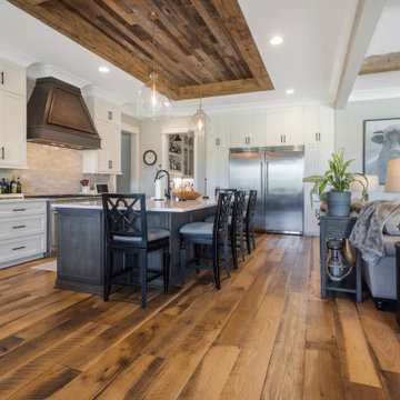 Original Face Skip Planed Reclaimed Oak Solid Plank Flooring, Barnwood Ceiling P