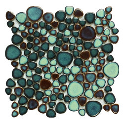 Green Porcelain Pebble Tile Glazed Ceramic Wall Backsplash - Mosaic Tile