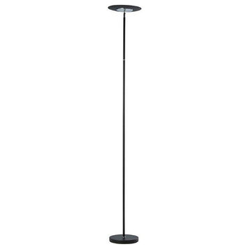 Benzara BM240394 Floor Lamp, Adjustable Torchiere Head/Sleek Metal Body, Black