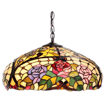 Tiffany-style Rose Floral Hanging Fixture