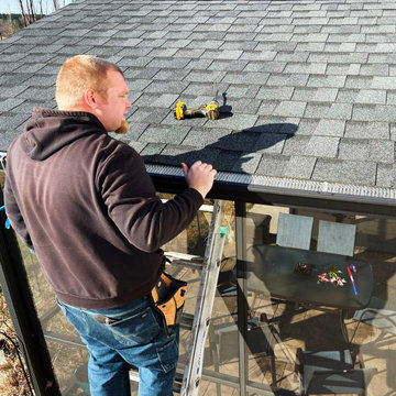 Professional installation of our gutter guard system on your home.