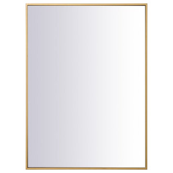 Elegant Decor Eternity 36" x 27" Contemporary Metal Frame Mirror in Brass