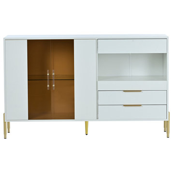 Light Luxury Modern Storage Cabinets, Accent Cabinet Buffet Cabinet, White