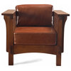 Crafters and Weavers Arts and Crafts Leather Arm Chair in Russet Brown