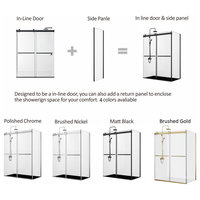 Spezia Double Sliding Frameless Shower Door, Brushed Gold, 60" W X 76" H