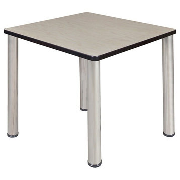 Kee 30" Square Breakroom Table, Maple/Chrome