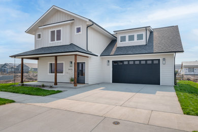 Example of a transitional exterior home design in Other