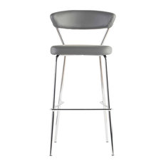 Euro Style - Draco-B Bar Stool, Gray With Chrome Base Frame and Base, Set Of 2 - Bar Stools and Counter Stools