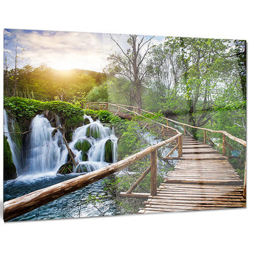 "Pathway in Plitvice Lakes" Landscape Photography Metal Art, 28"x12"