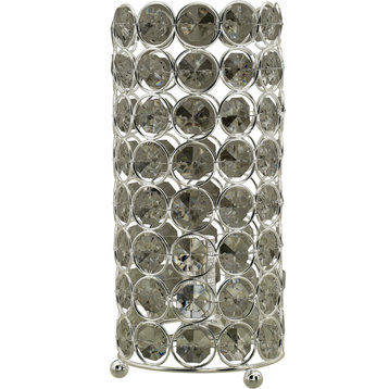 Contemporary Glam Beaded Clear Acrylic & Polished Nickel Uplight - Clear, Polish