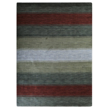 Hand Knotted Loom Wool Area Rug Contemporary Multicolor, [Rectangle] 8'x10'