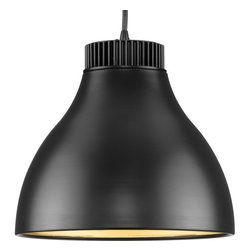 Progress Lighting - Radian LED Collection 10.6" 1-Light Matte Black Satin Gold LED Pendant - Pendant Lighting