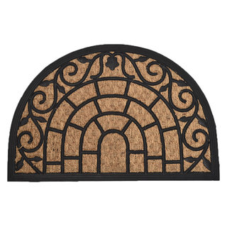 Evideco Outdoor Wilson Half Round Front Door Mat Polyester Rubber Rug 30x18 Black