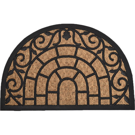 Sheltered Half Round Front Door Mat Harry Natural Braided Coir Coco Rubber Rug 2