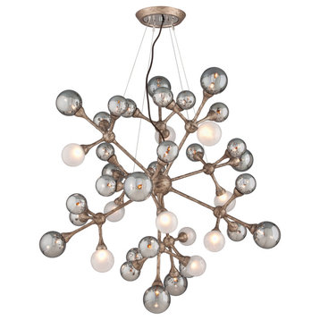 Element, 40-Light Pendant Vienna Bronze Finish, Smoked And Frosted White Balls