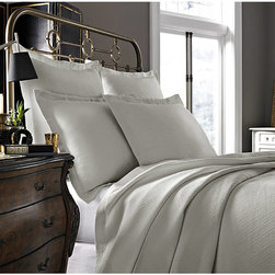 Arno Cotton Coverlet in Flax by Kassatex - Quilts And Quilt Sets